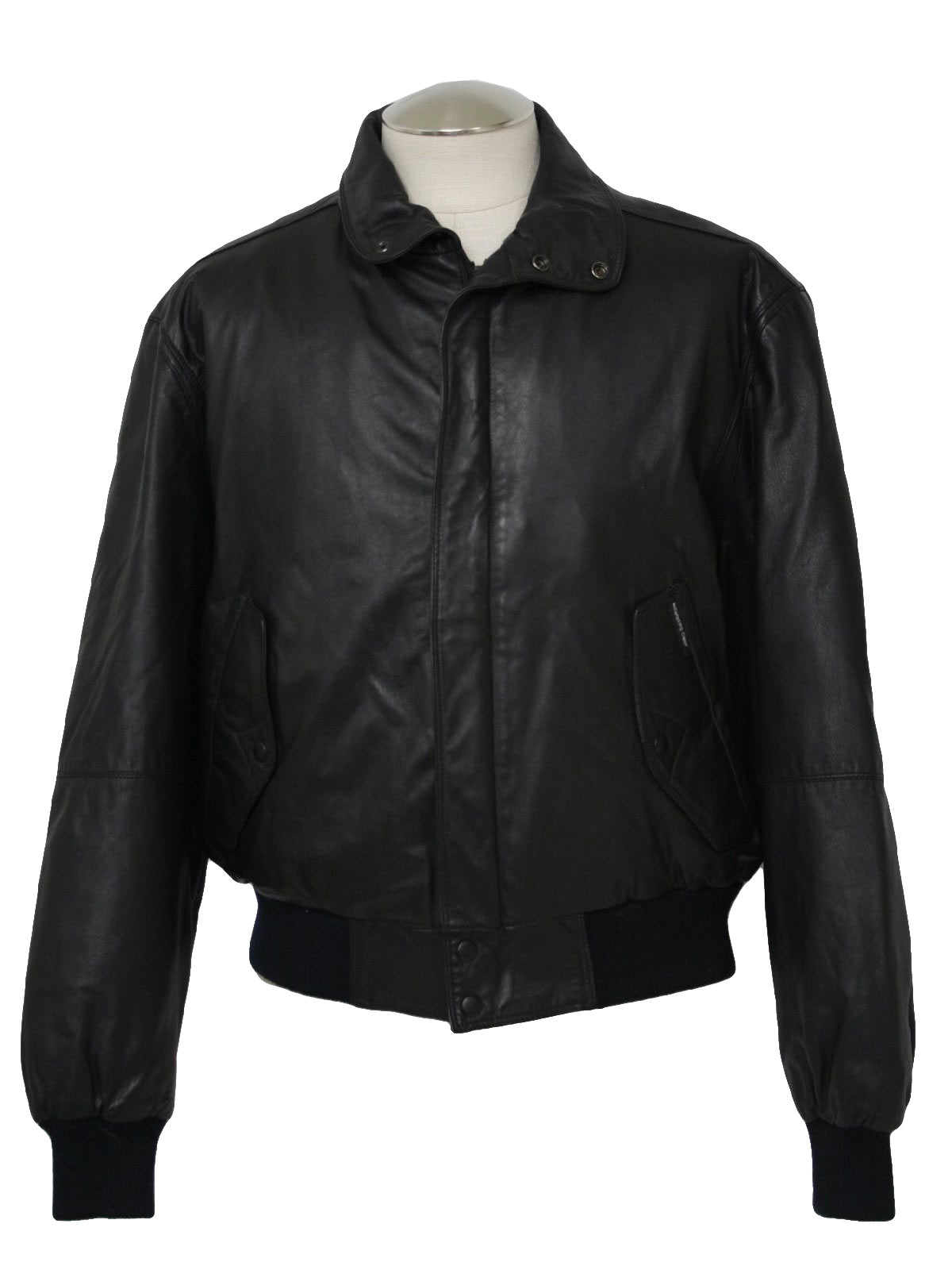 Vintage 80s Leather Jacket: 80s -Members Only- Mens black leather with ...