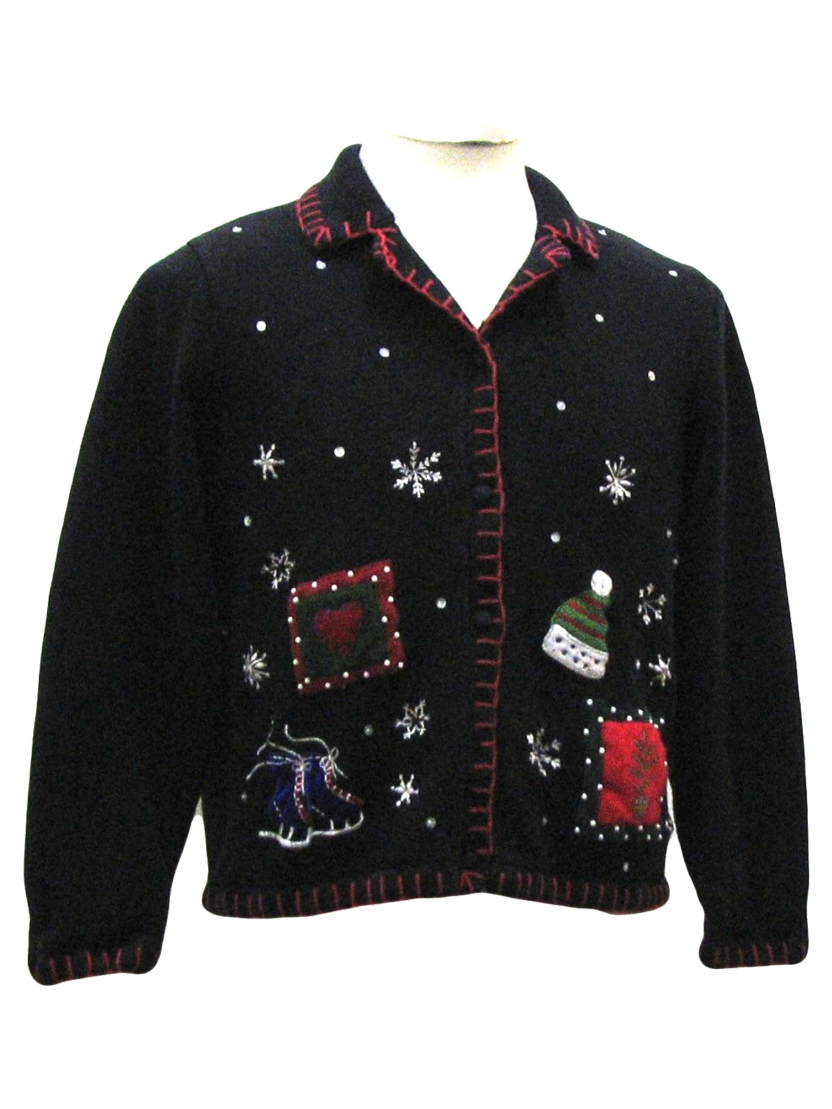 Womens Ugly Christmas Sweater : -Basic Editions- Womens Black and ...