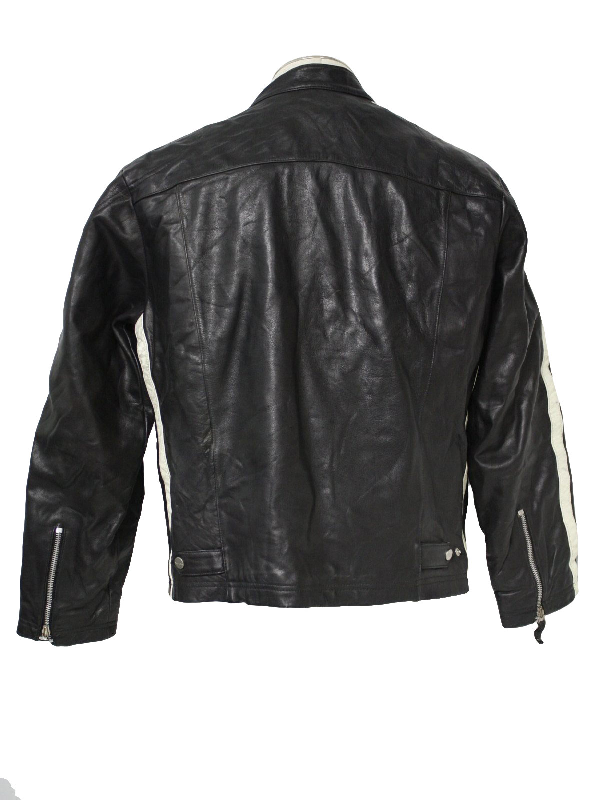 1980's Retro Leather Jacket: 80s -Wilson- Mens black and