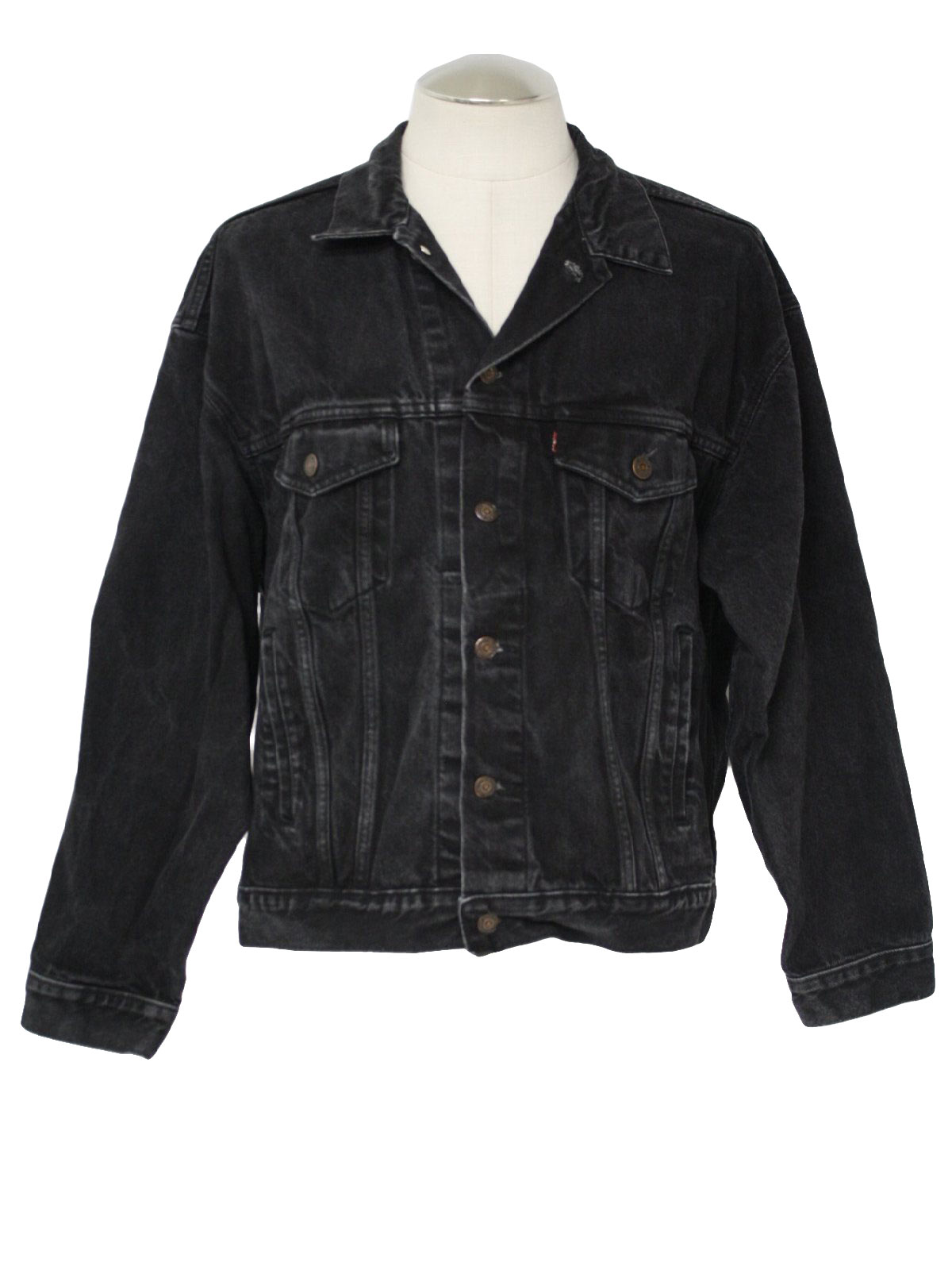 1980s Levis Jacket: 80s -Levis- Mens black cotton denim button front ...