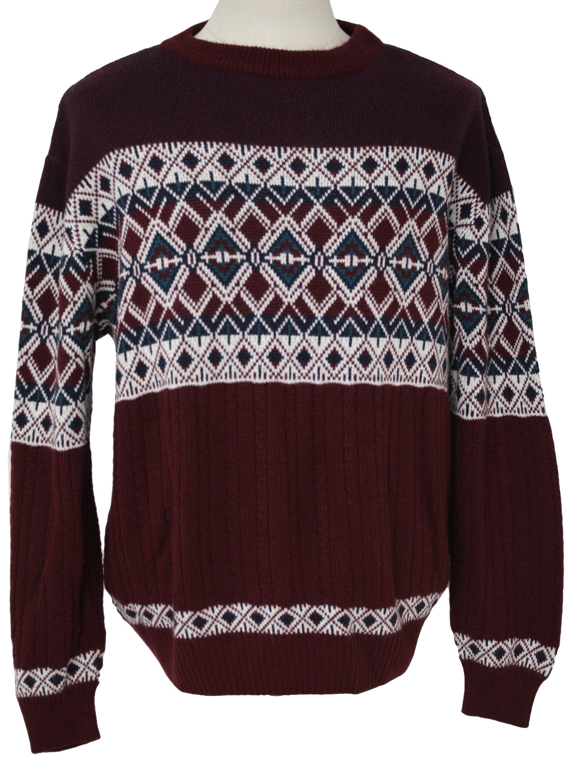 Vintage Ash Creek 1990s Sweater: 90s -Ash Creek- Unisex maroon, white ...
