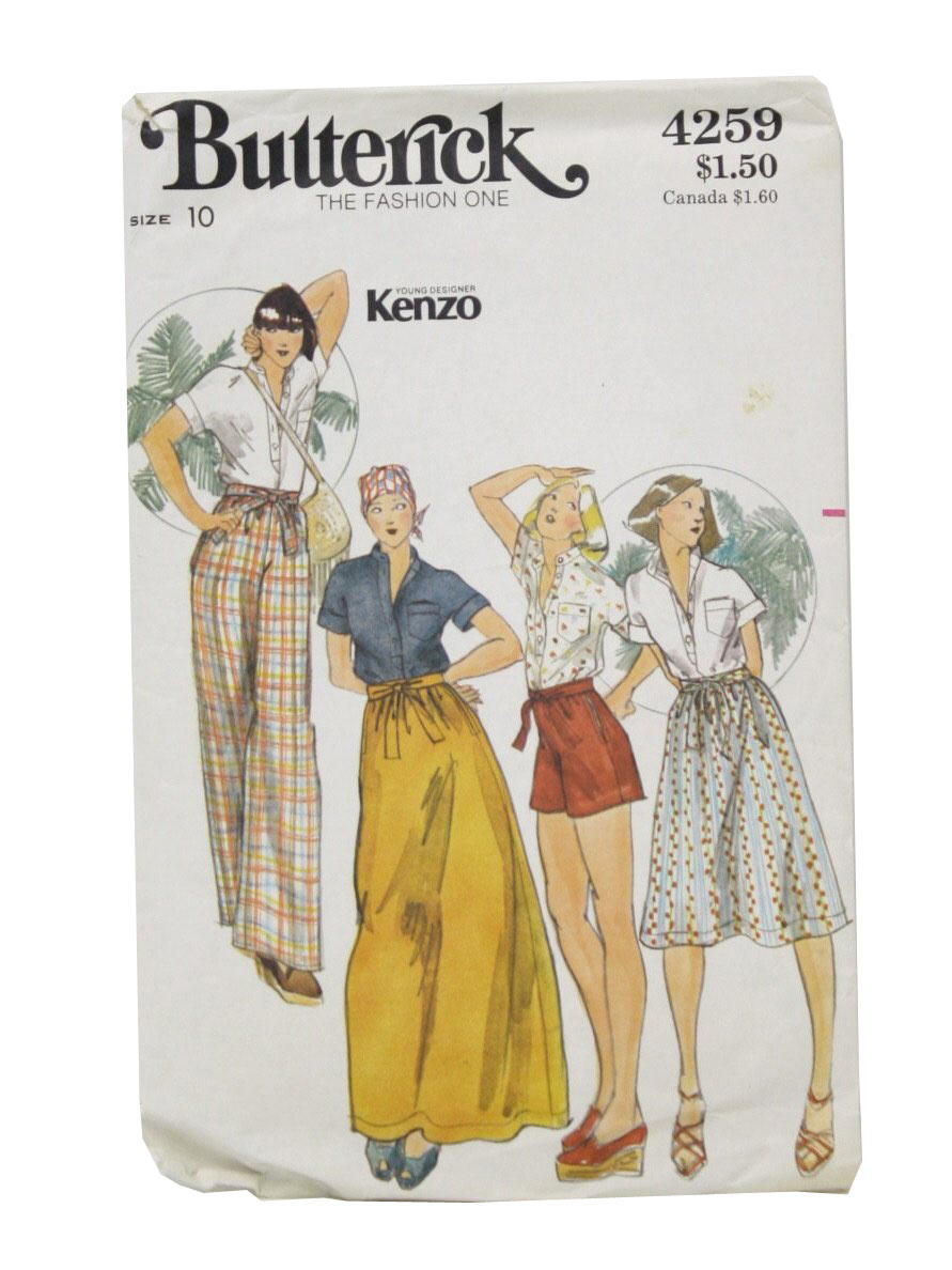 Vintage 70s Butterick 4259 Misses Shirt Shorts and Pants Sewing Pattern Size 12 Bust 34 by Designer Kenzo Dirndl Skirt