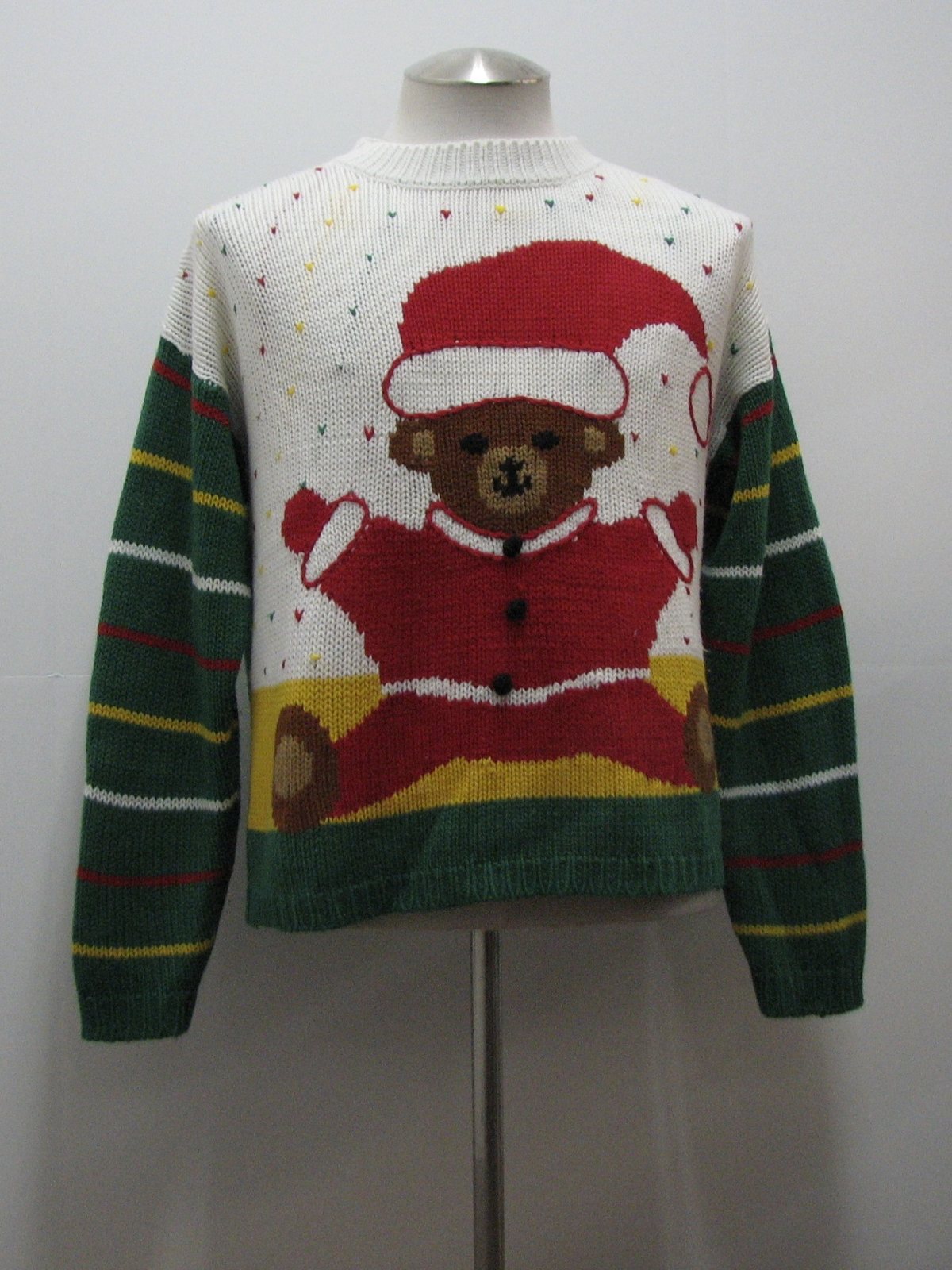 Retro 80's Ugly Christmas Sweater: 80s -Bear With Us- Unisex green ...