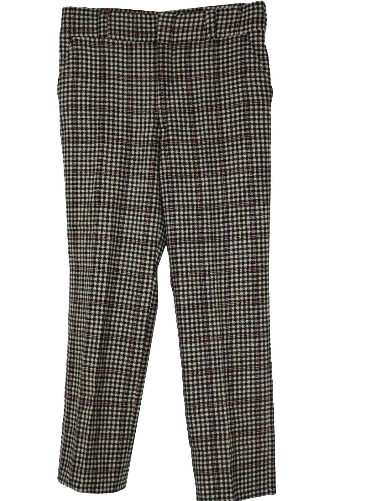 Retro 80's Pants: 80s -Asher- Mens black, white and red wool flat front ...