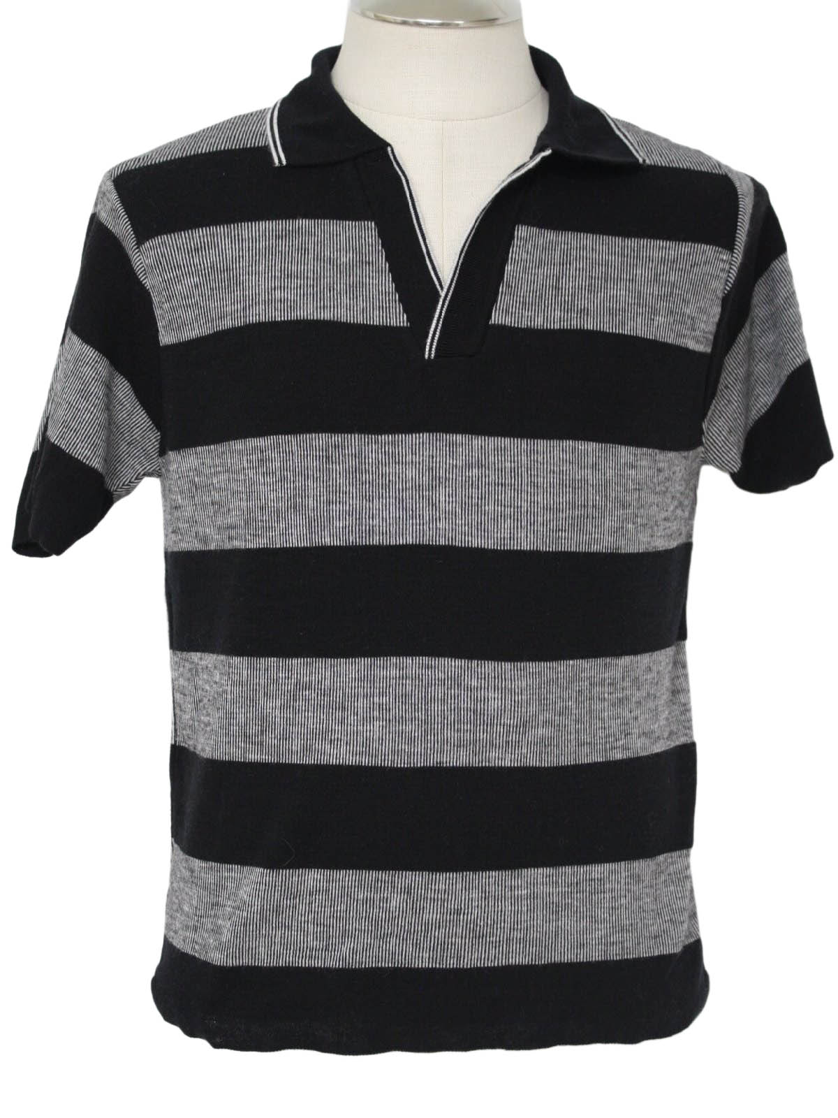 Vintage Mt. Pleasant 80's Knit Shirt: 80s -Mt. Pleasant- Mens black and ...