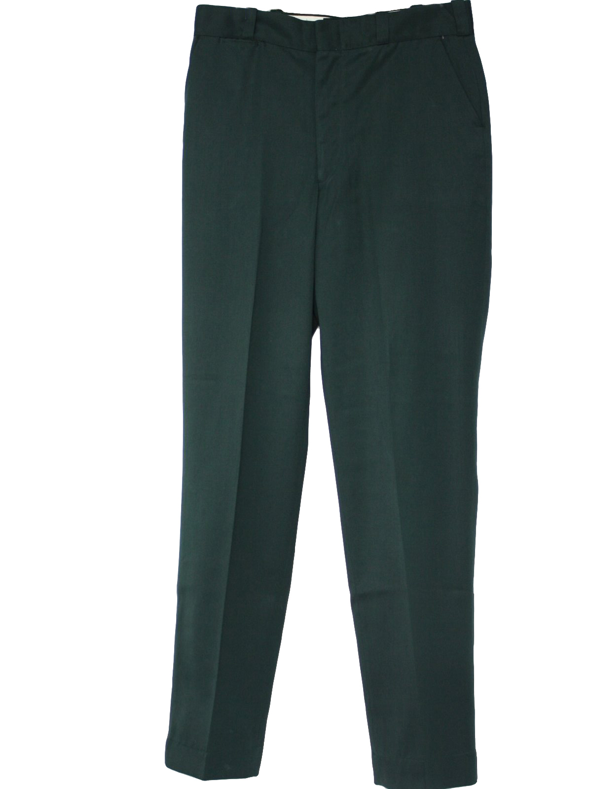 1960s Pres Pants: Early 60s -Pres-Tu-Last- Mens dark green cotton and ...