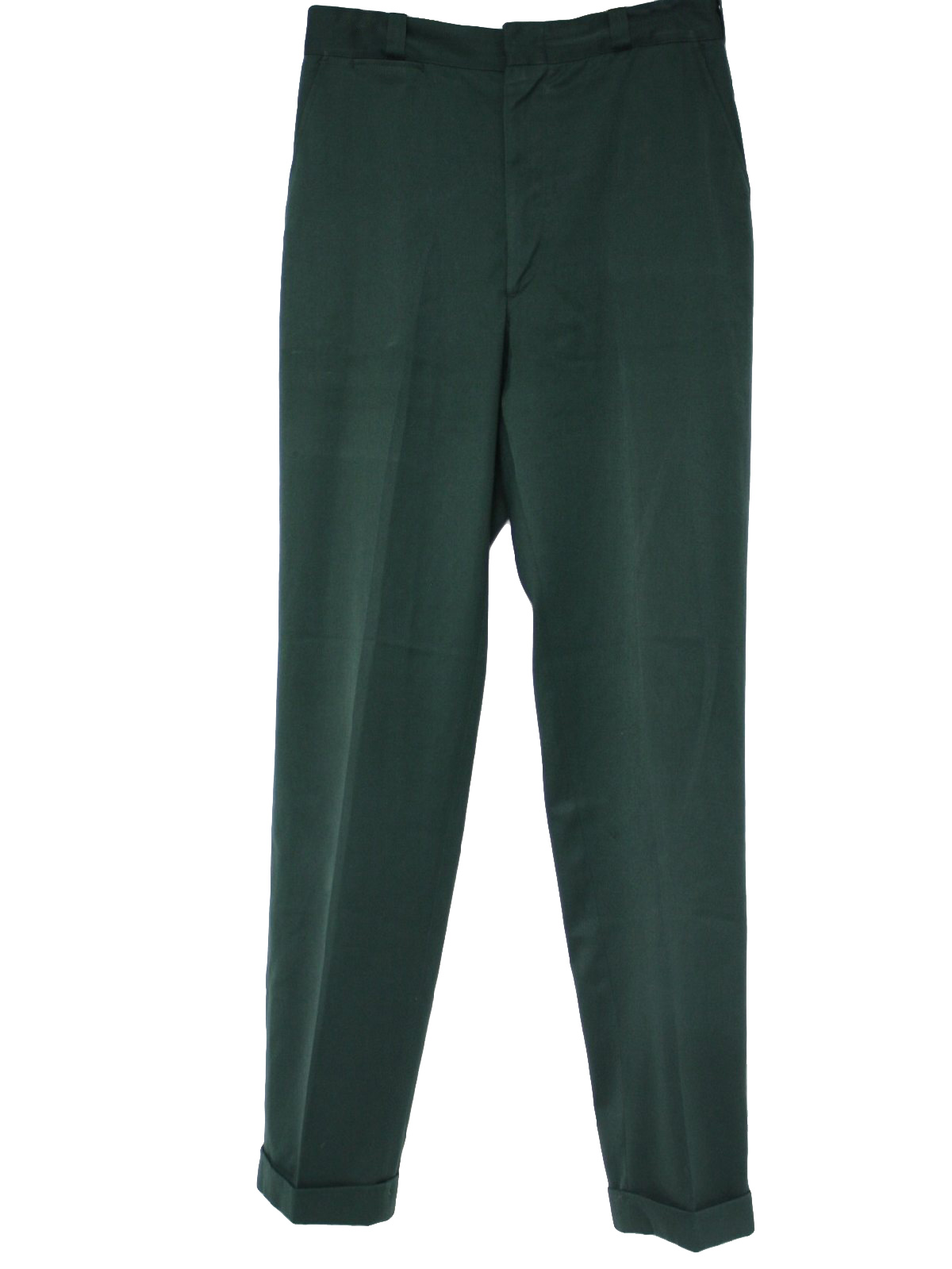 60s Retro Pants: Early 60s -No Label- Mens dark green cotton and ...