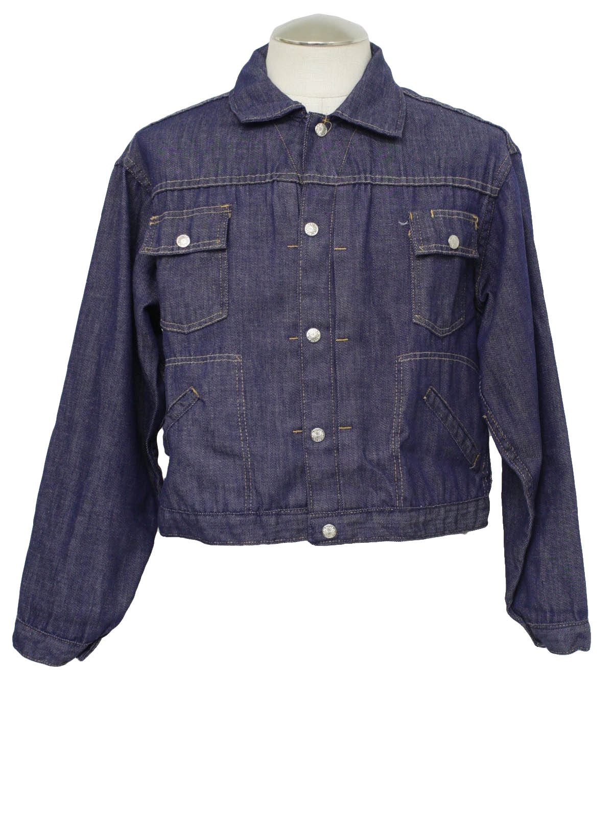 Retro 1960s Jacket: Late 60s -J C Penney Ranchcraft- Mens blue cotton