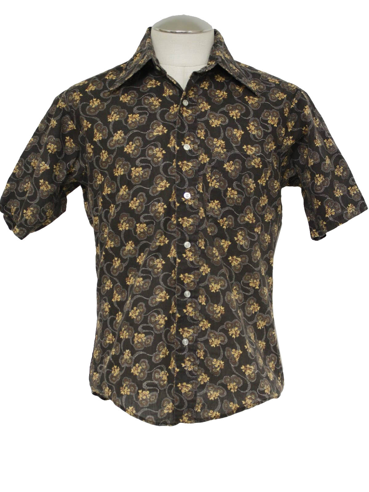 Retro 70's Shirt: 70s -K Mart- Mens black, brown, yellow and white ...