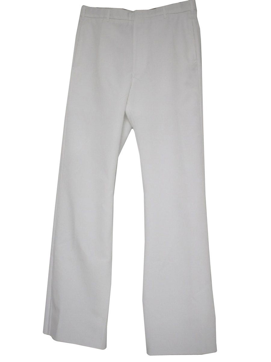 Vintage 80s Flared Pants / Flares: 80s -DSCP- Mens white polyester navy ...