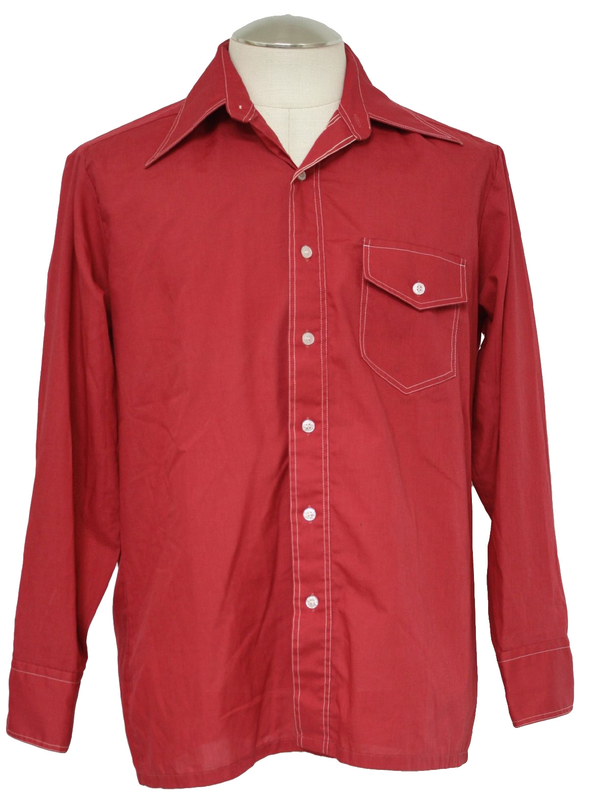 Van Cort Seventies Vintage Shirt: 70s -Van Cort- Mens deep raspberry ...