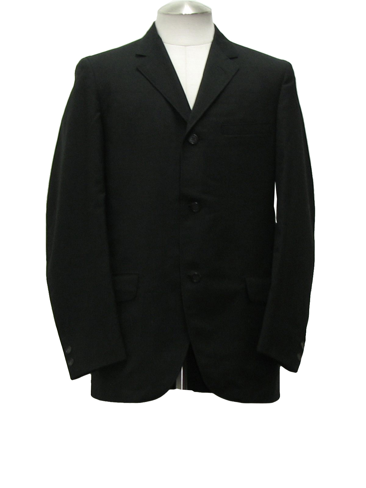 Retro 1960s Jacket: 60s -Kingsridge- Mens solid black polyester blend ...