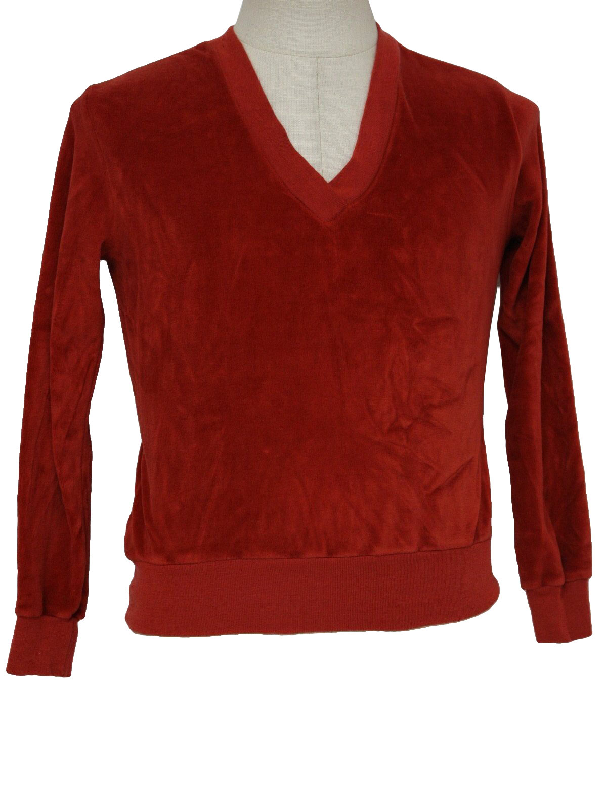 70s Velour Shirt (Mervyns): 70s -Mervyns- Mens red cotton polyester ...
