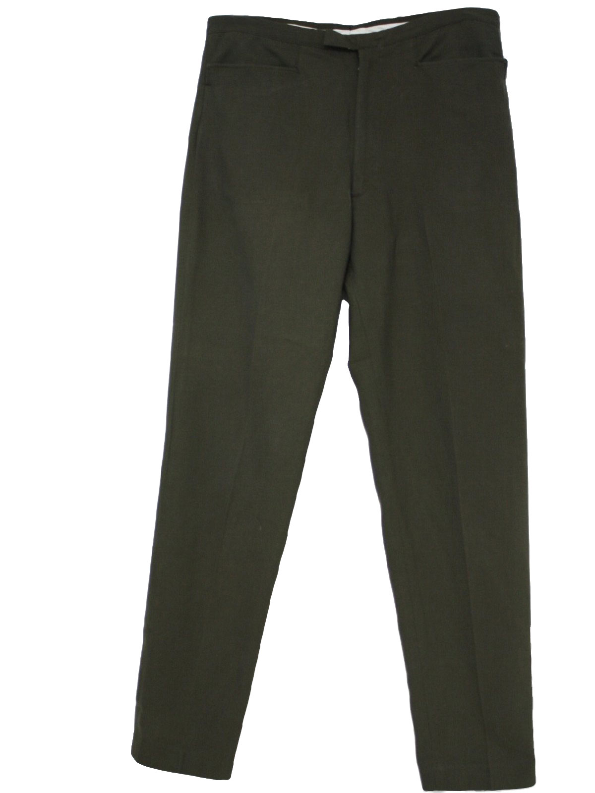 1960's Retro Pants: Early 60s -Harris Slacks- Mens olive green acrylic ...