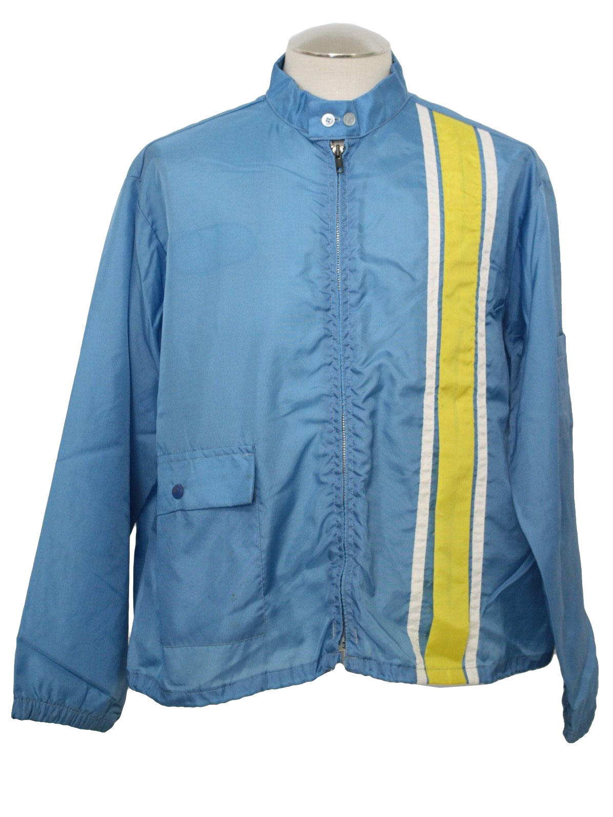 1970s Swingster Jacket: 70s -Swingster- Mens sky blue, yellow and white ...