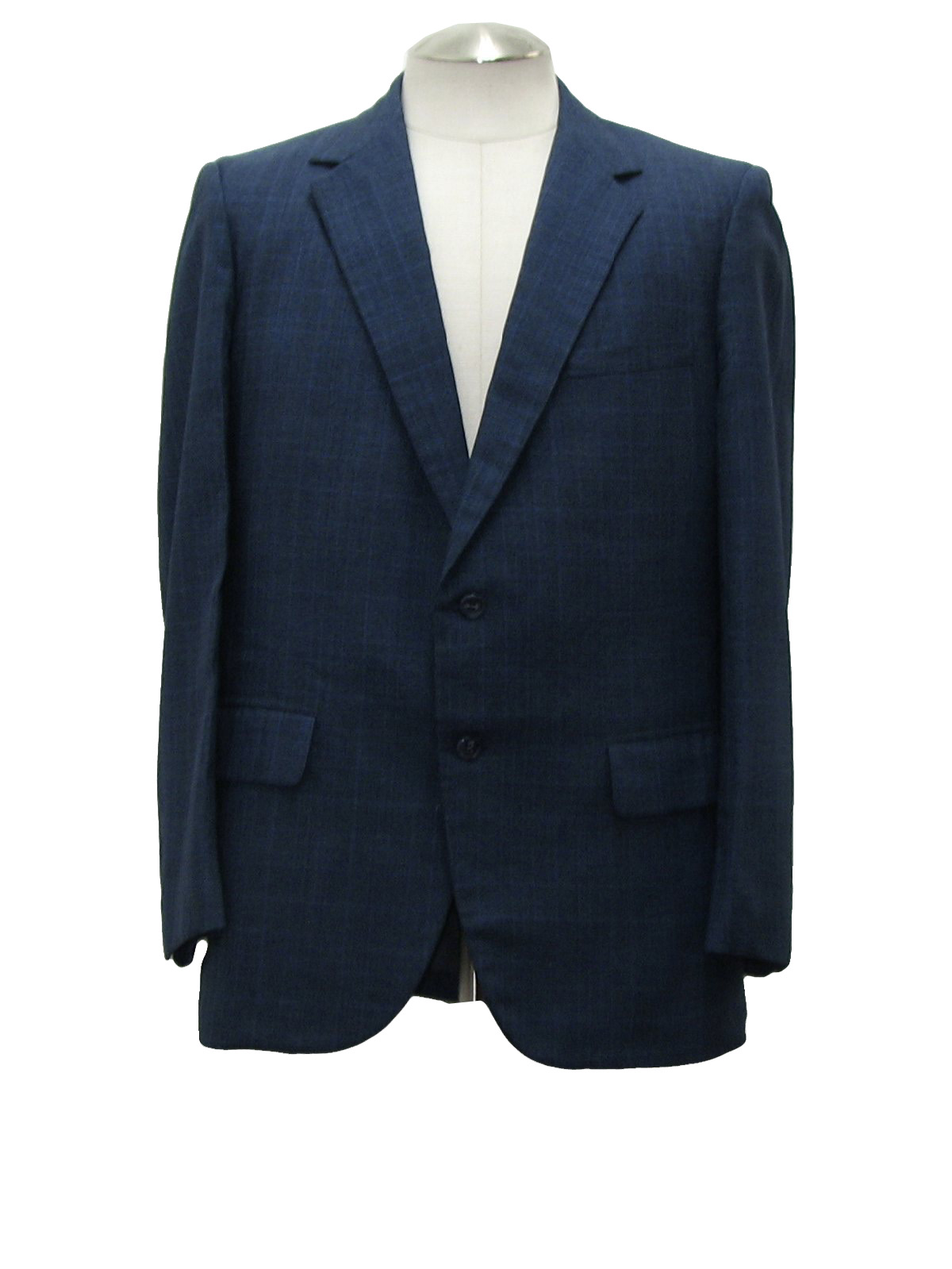 Vintage 1960's Jacket: 60s -Towncraft- Mens blue and black windowpane ...