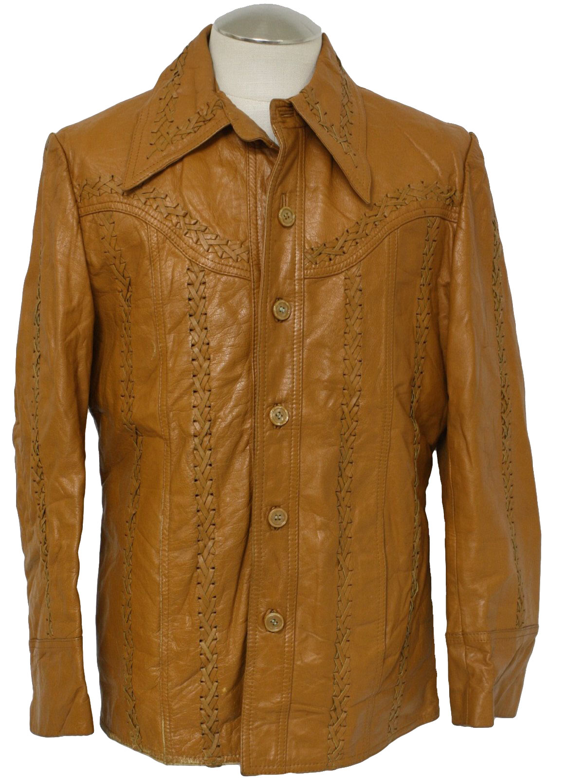 Seventies Vintage Leather Jacket: s  Tregos Western  Mens bronze