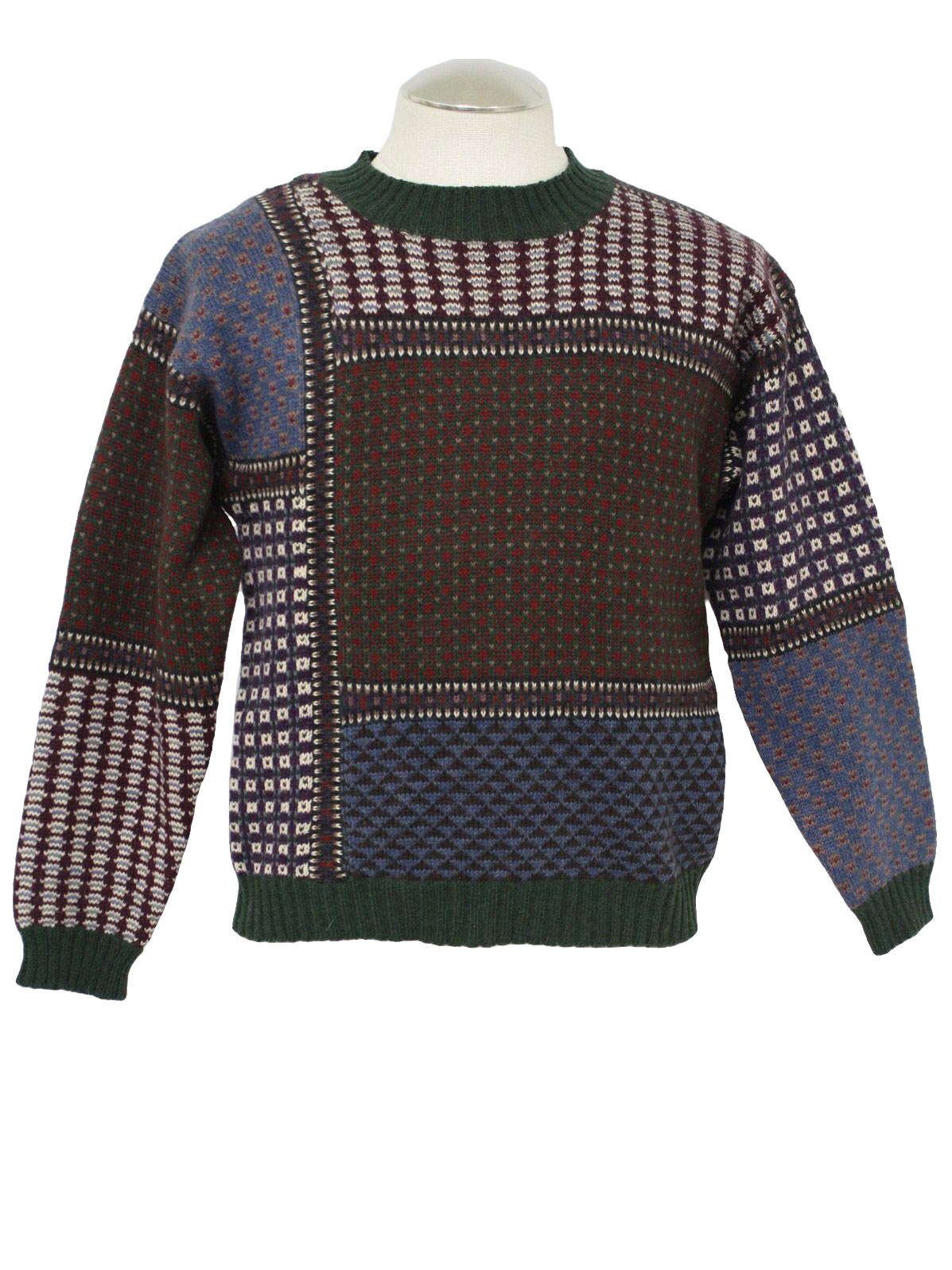 Retro 80s Sweater (Woolrich) : 80s -Woolrich- Mens green, maroon, red ...