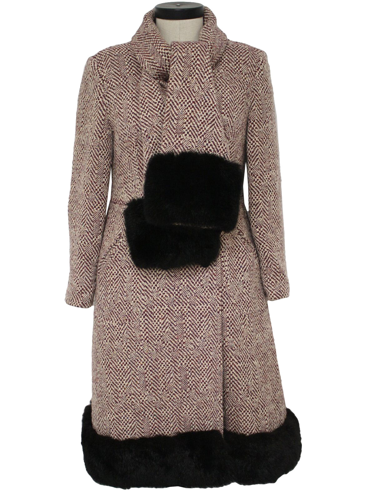 Retro 70's Jacket: 70s -YouthCraft- Womens Wool dress coat, with wine
