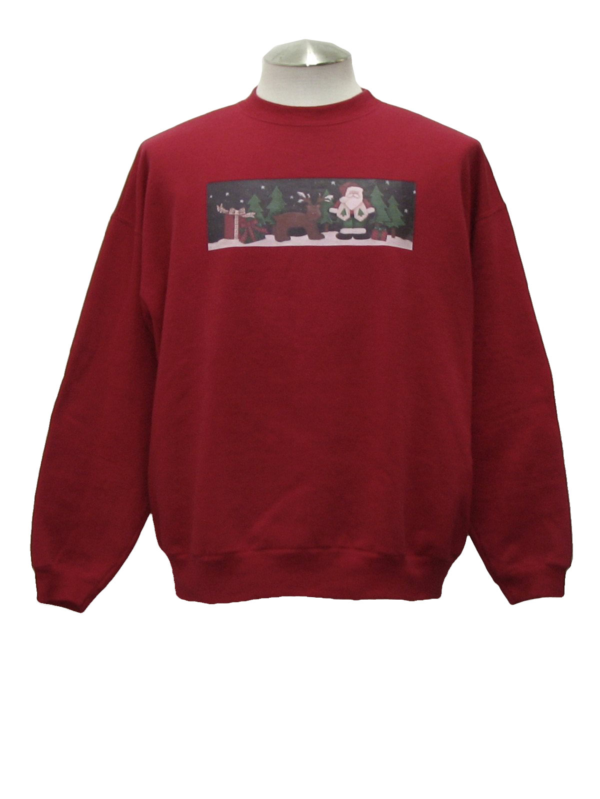 Ugly Christmas Sweatshirt: -Hanes- Unisex red background cotton ...
