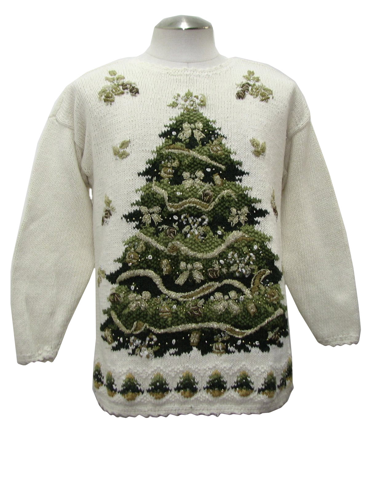 Womens Ugly Christmas Sweater: -Carolina Colours- Womens white ...