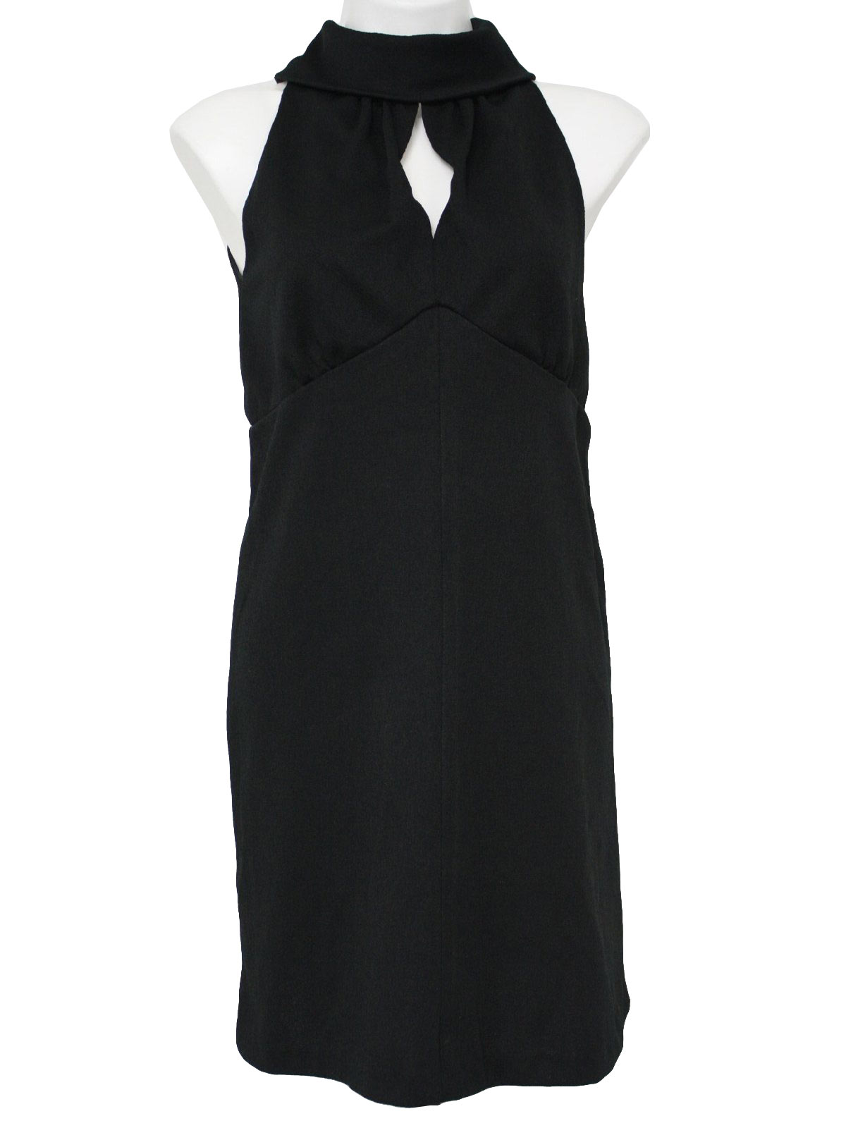 Vintage 1970's Dress: 70s -Missing Label- Womens black double knit ...