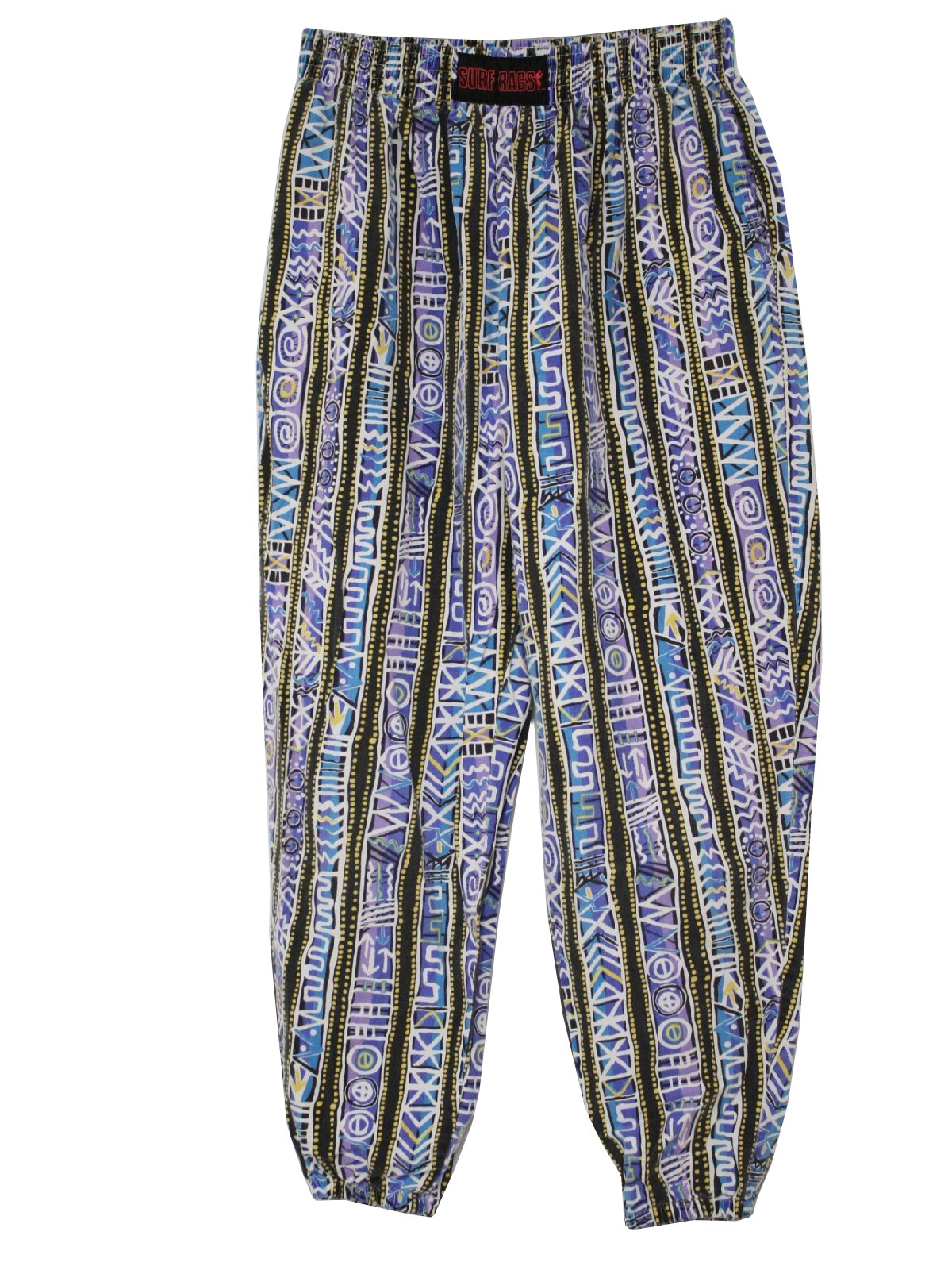 Retro 80's Pants: 80s -Surf Rags- Mens black, off white Retro 80's Pants: 80s -Surf Rags- Mens black, off white