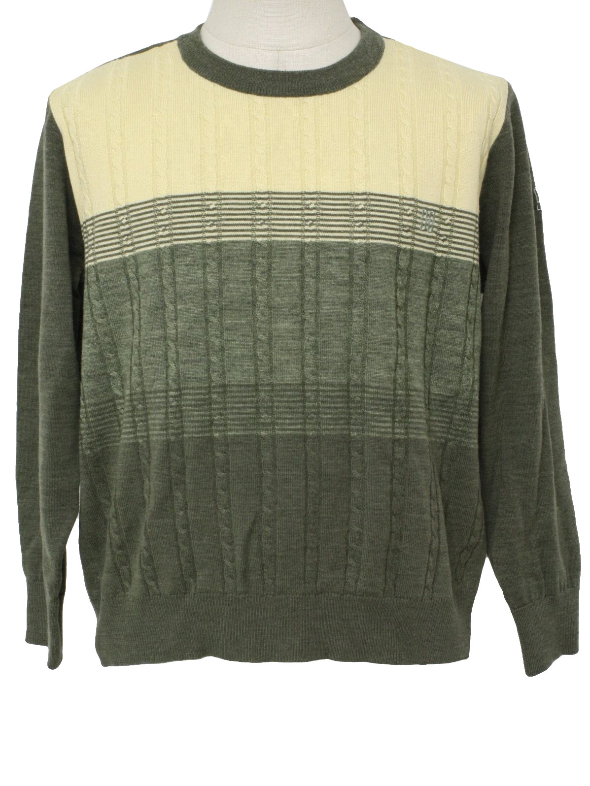Retro 80's Sweater: 80s -Daks- Mens green and tan acrylic blend ...