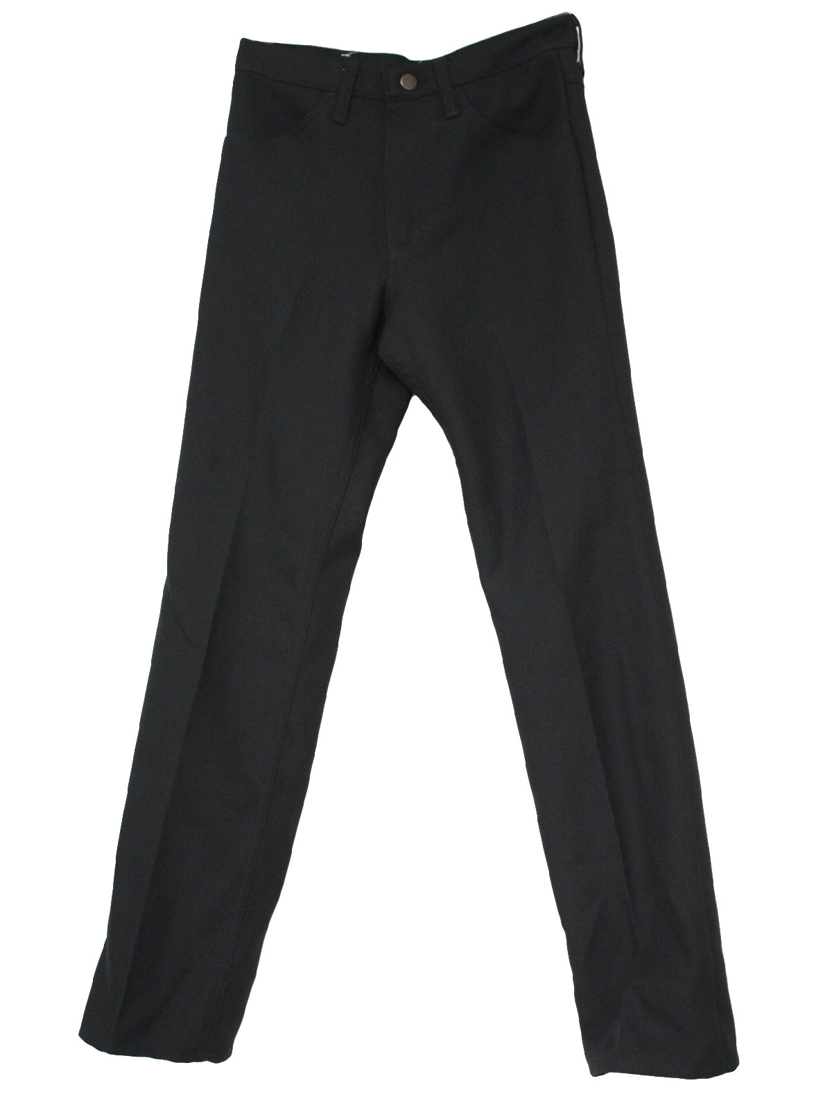 Seventies Wrangler Pants: 70s -Wrangler- Mens black polyester twill ...
