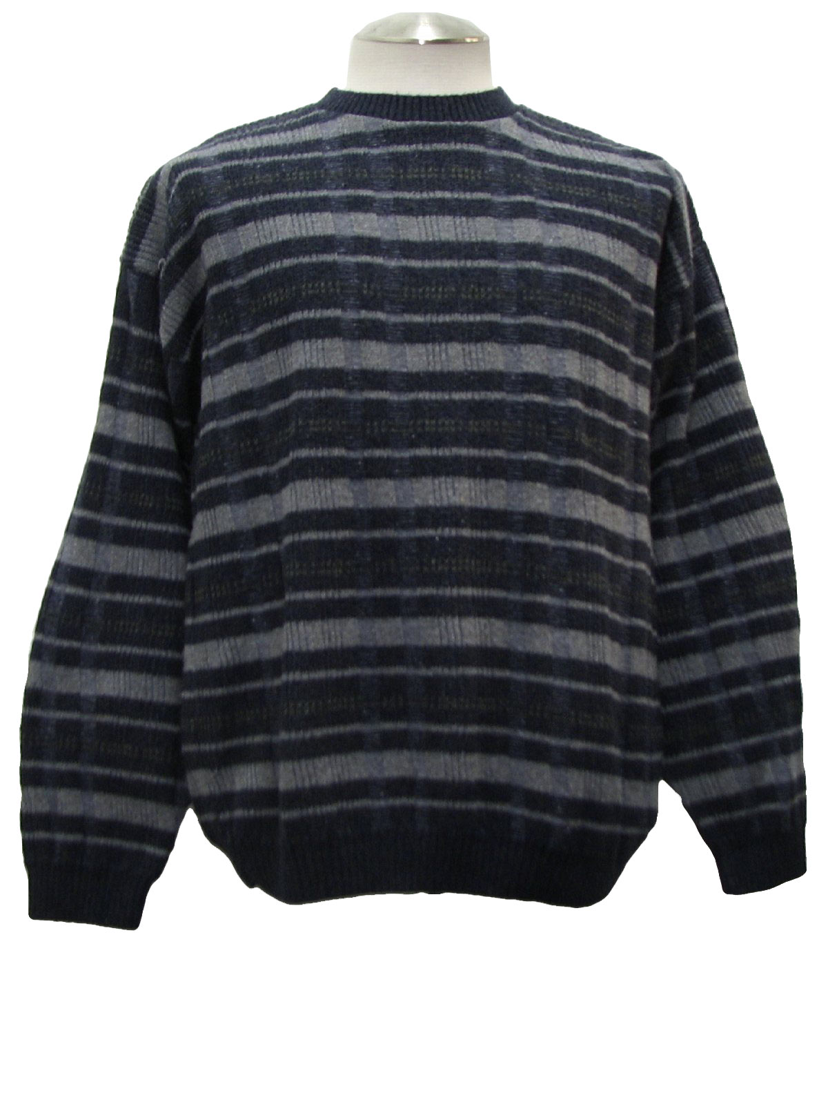 1990s Vintage Sweater: 90s -Liberty Sweaters- Mens grey, blue, and ...