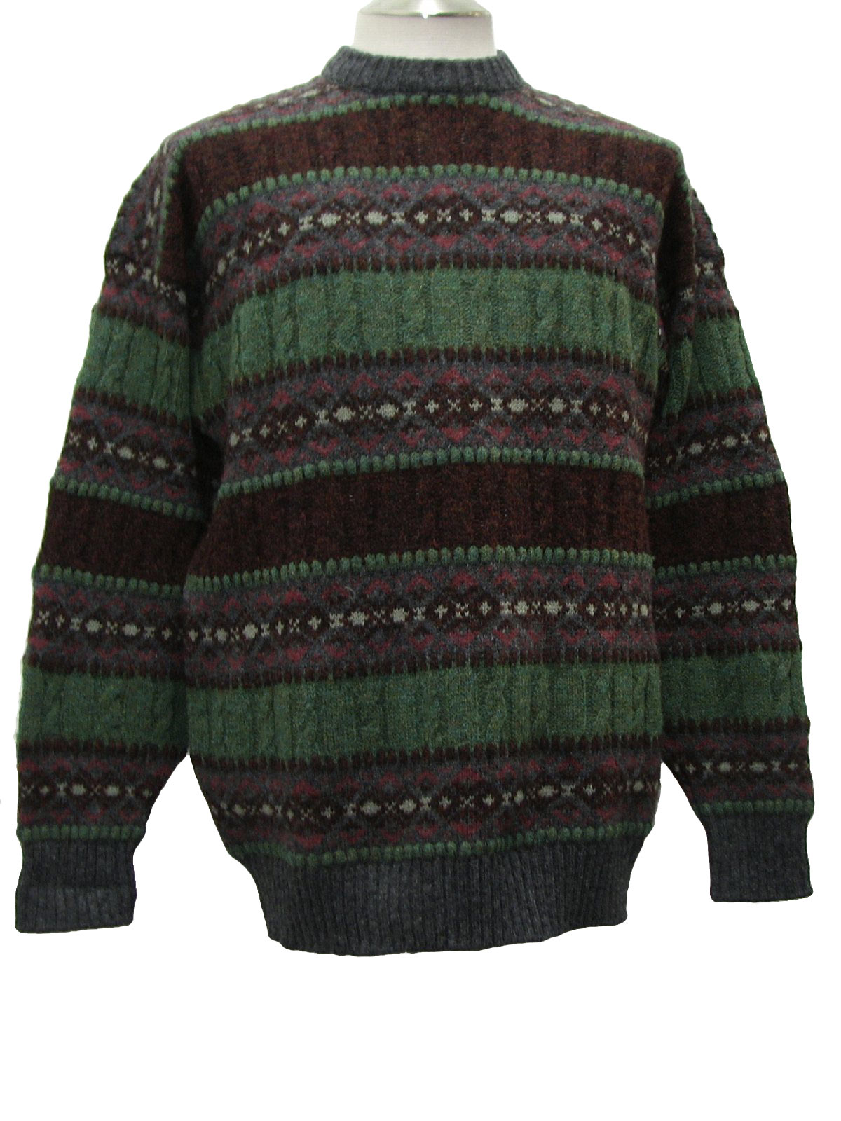 1980's Sweater (Clan Royal): 80s -Clan Royal- Mens grey, green, pink ...
