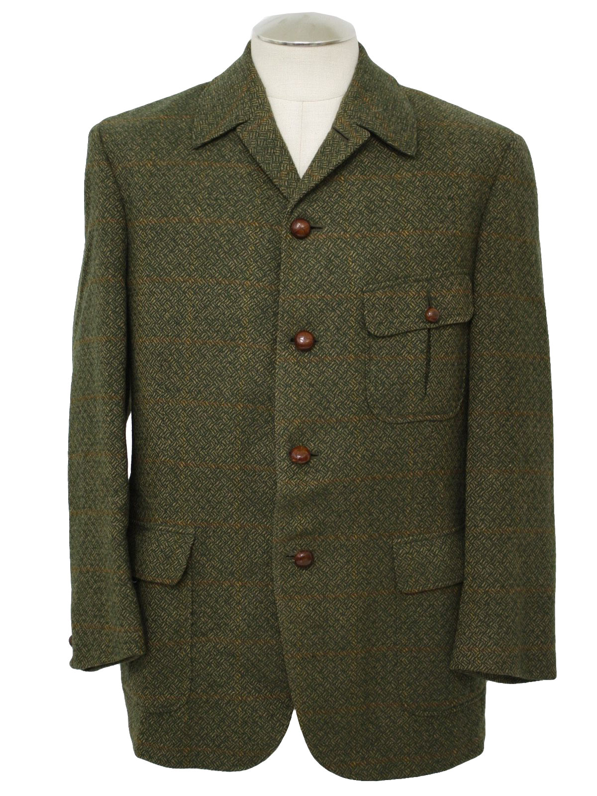 Retro 1960's Jacket (Daks) : 60s -Daks- Mens brown, tan, green wool ...