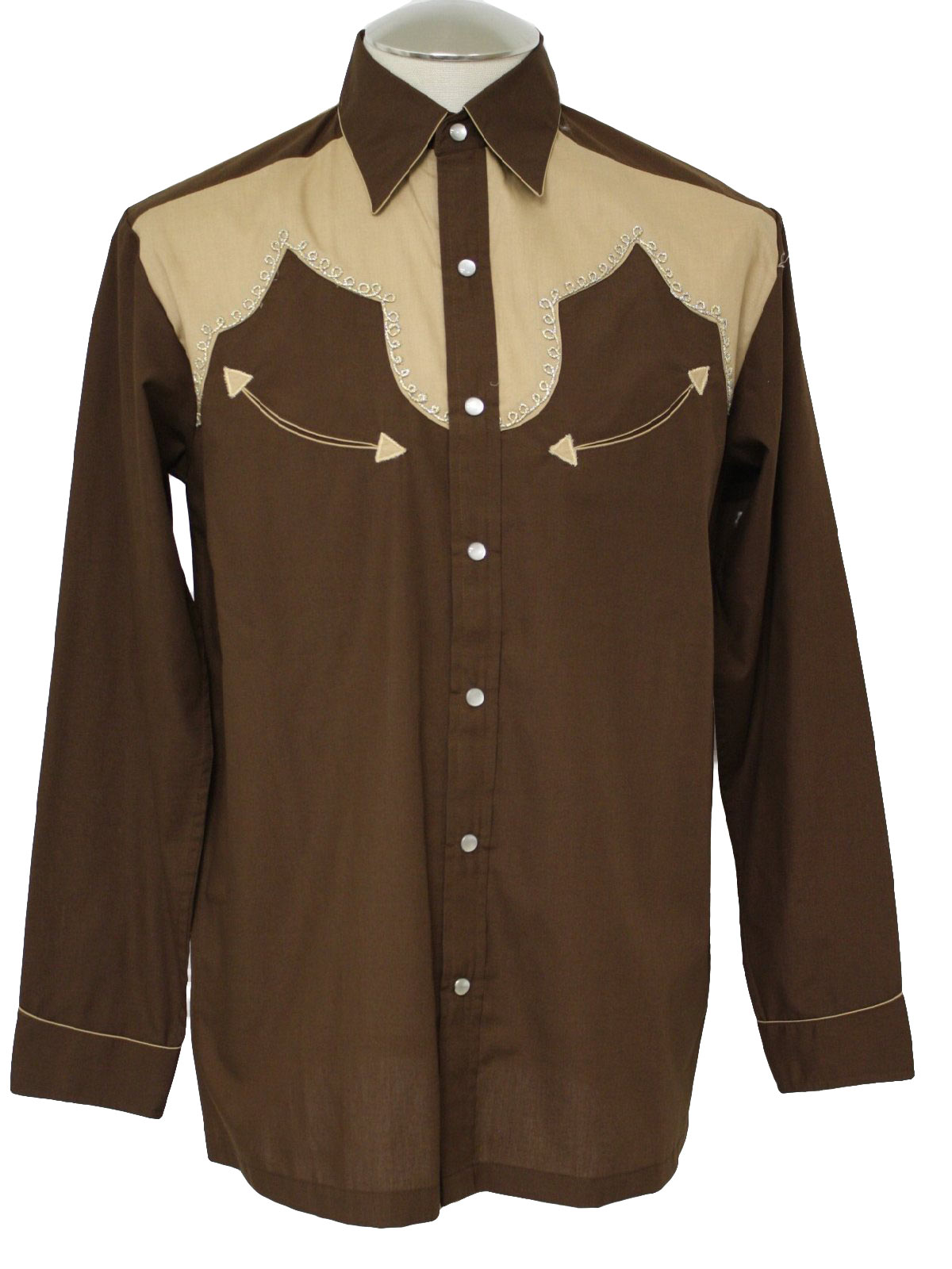 1970's Retro Western Shirt 70s Kennington Mens chocolate brown and