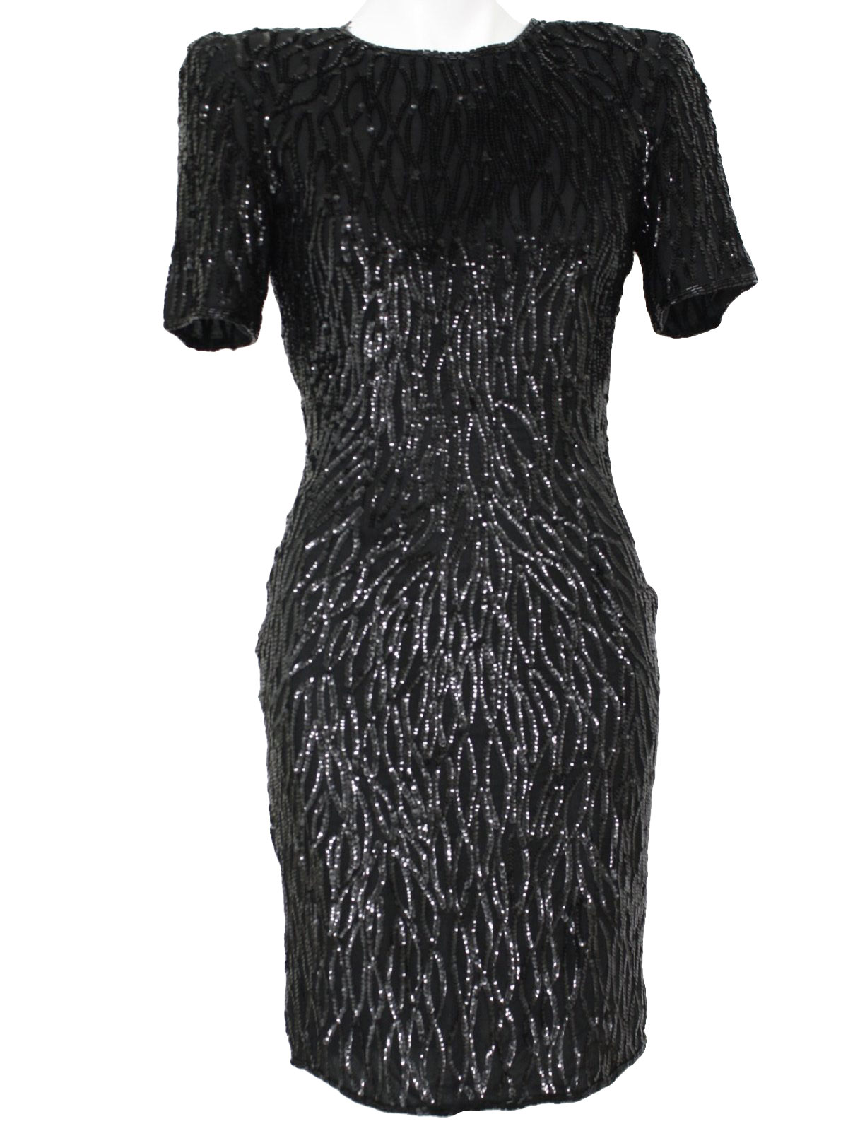 1980's Vintage Stenay Cocktail Dress: 80s -Stenay- Womens black silk ...