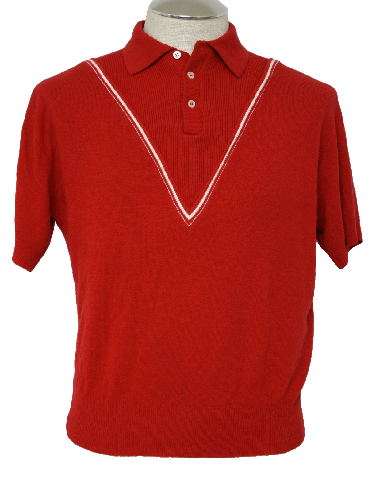 1960's Knit Shirt (Vandermast): 60s -Vandermast- Mens red and white ...