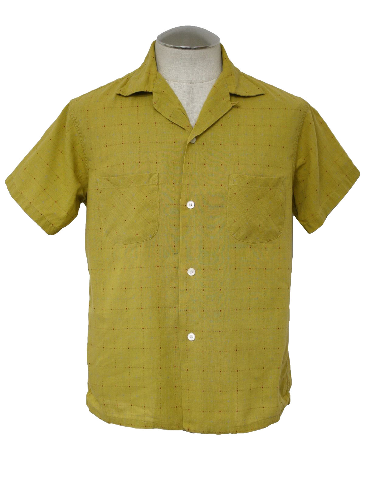 Retro 50's Shirt: 50s -Brentwood- Mens mustard yellow, red and blue ...