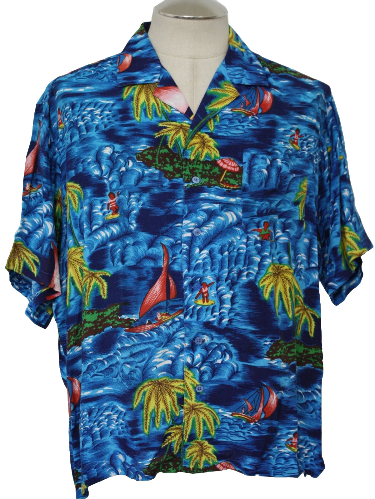 Retro Eighties Hawaiian Shirt: 80s -Network- Mens blue, navy blue ...