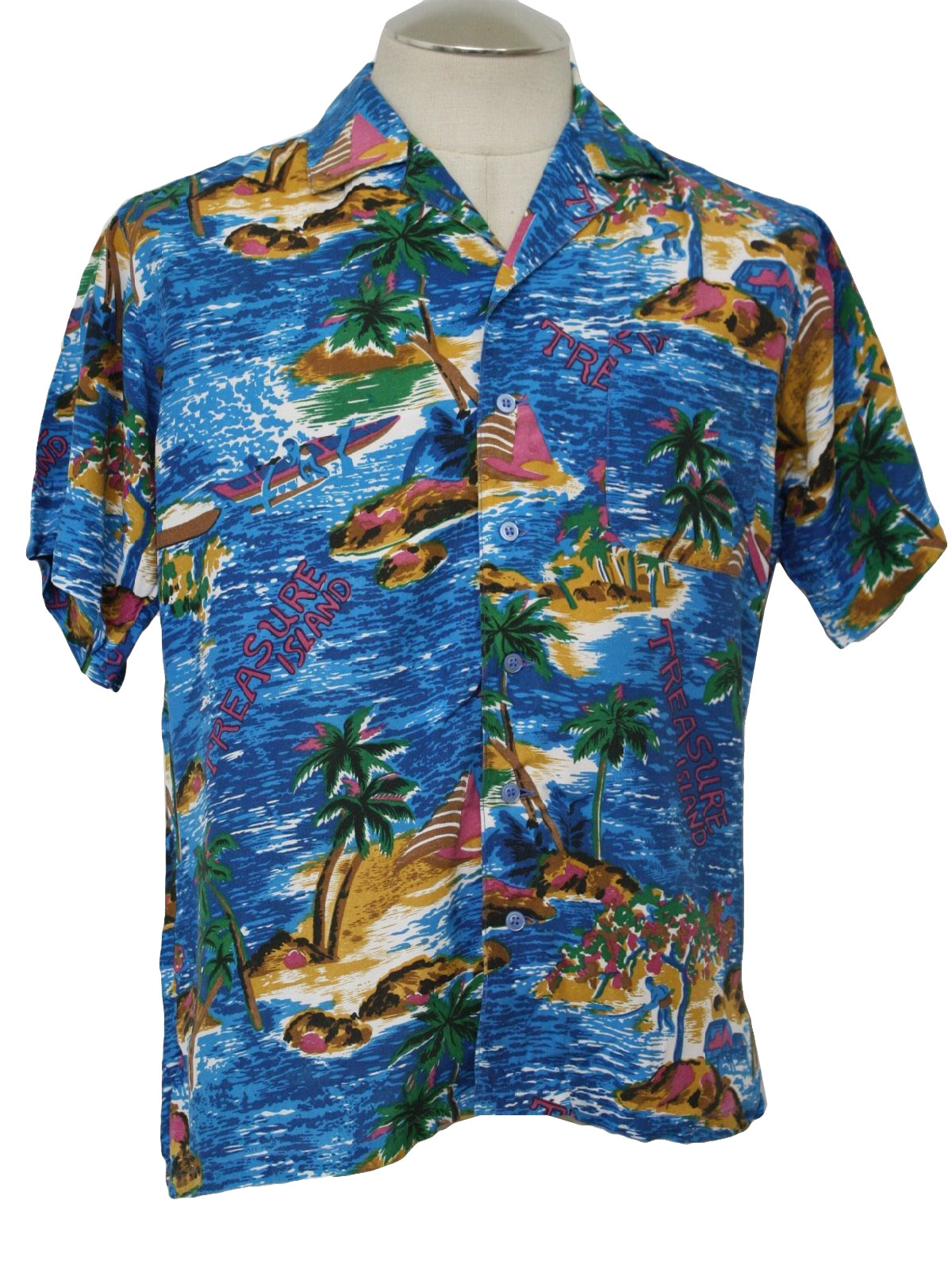 80s Retro Hawaiian Shirt: 80s -Network- Mens blue, pale blue, white ...