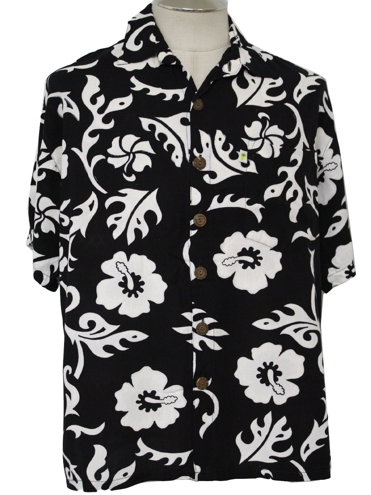 Retro 90's Hawaiian Shirt: 90s -Pineapple Lava- Mens black, white, gray ...