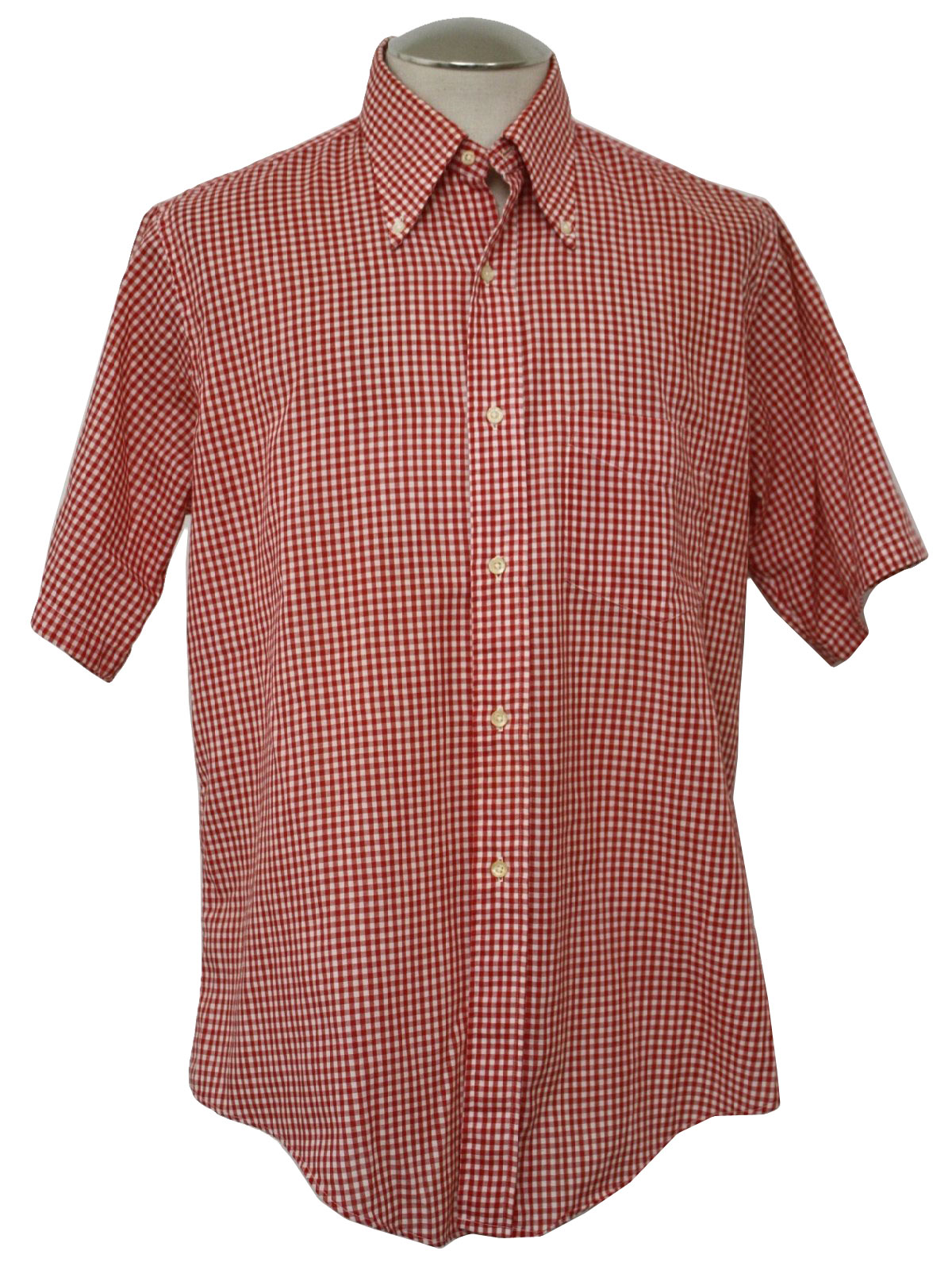 Vintage 60s Shirt: Late 60s -Gant- Mens red, white check cotton ...