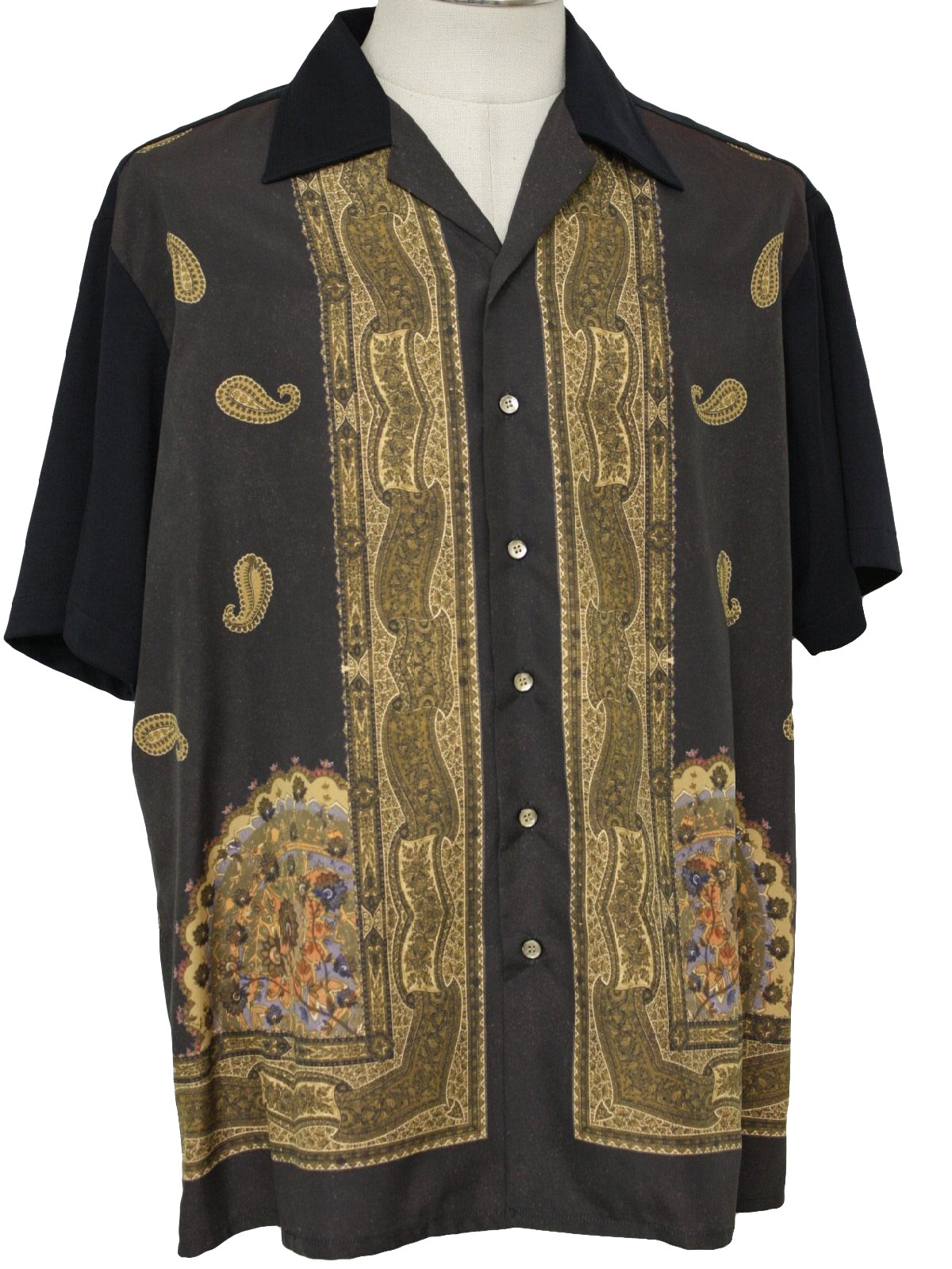 70s Retro Shirt: 70s style (made in 90s) -Kennington- Mens black, gold ...