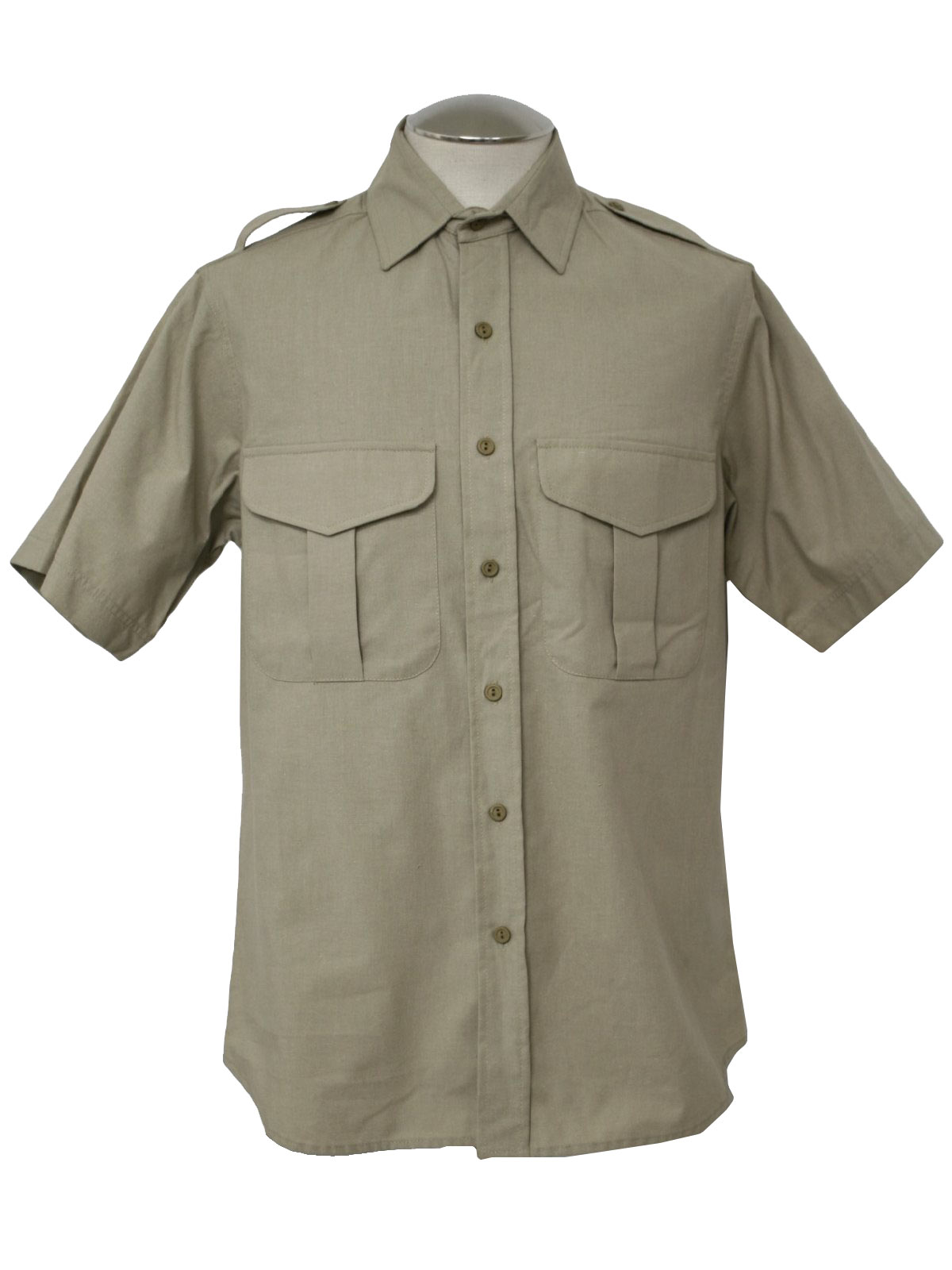 1980's Retro Shirt: 80s -Kennington- Mens khaki cotton blend short ...