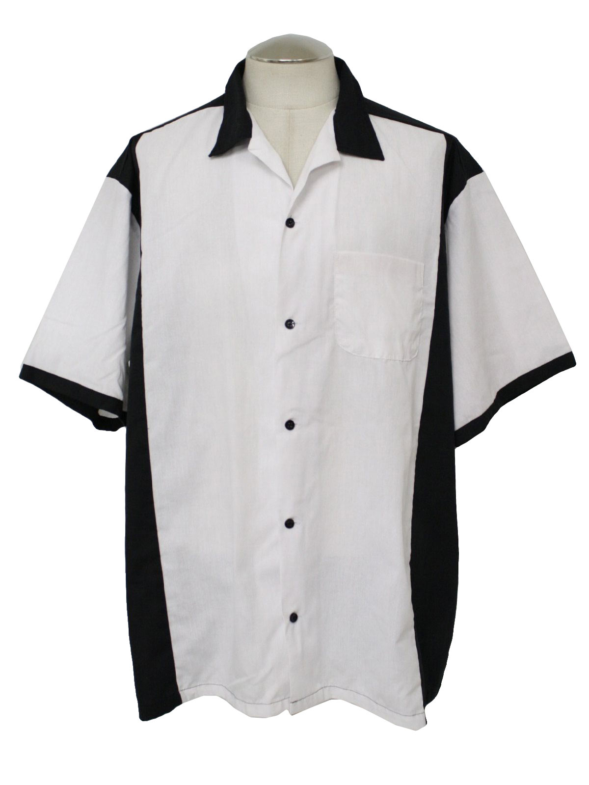 90s Vintage Hilton Bowling Shirt: 90s -Hilton- Mens black and white ...