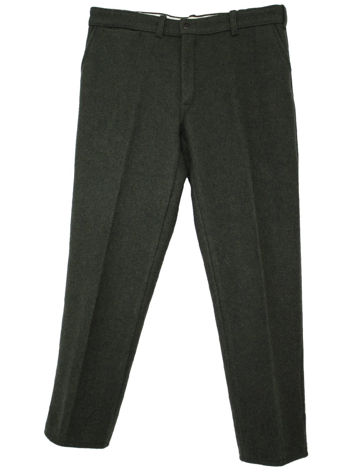 Vintage 1960's Pants: 60s -Big Bill- Mens dark heather moss heavy wool ...