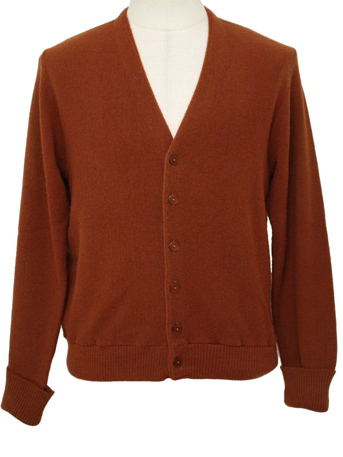 Vintage JC Penney 80's Caridgan Sweater: 80s -JC Penney- Mens dark rust ...