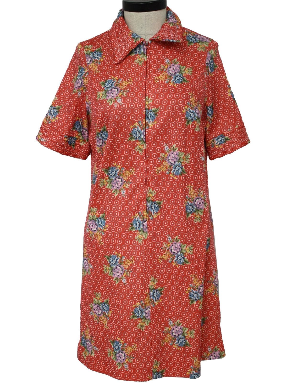 Vintage 1970's Dress: 70s -No Label- Womens polyester stretch knit ...