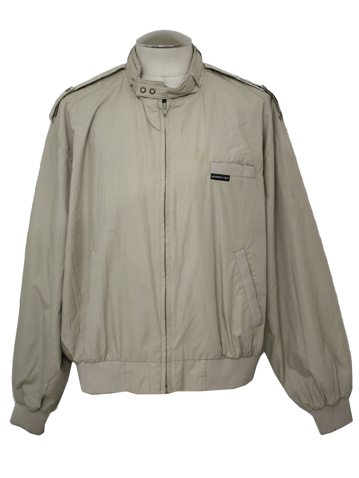Retro 1980s Jacket: 80s -Members Only- Mens beige jacket, with an outer ...
