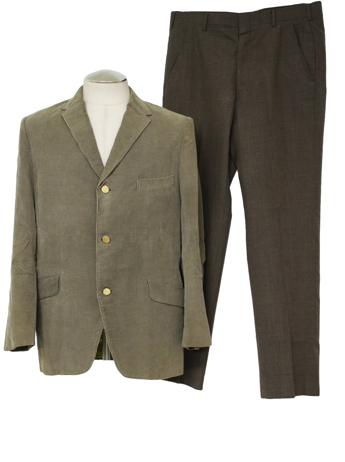 Retro 60s Suit: 60s -No Label- Mens two piece mod combo suit with khaki ...