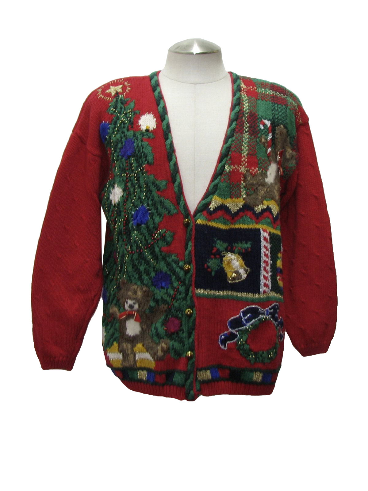 Ugly Christmas Cardigan Sweater: -Casual Corner- Unisex red background ...