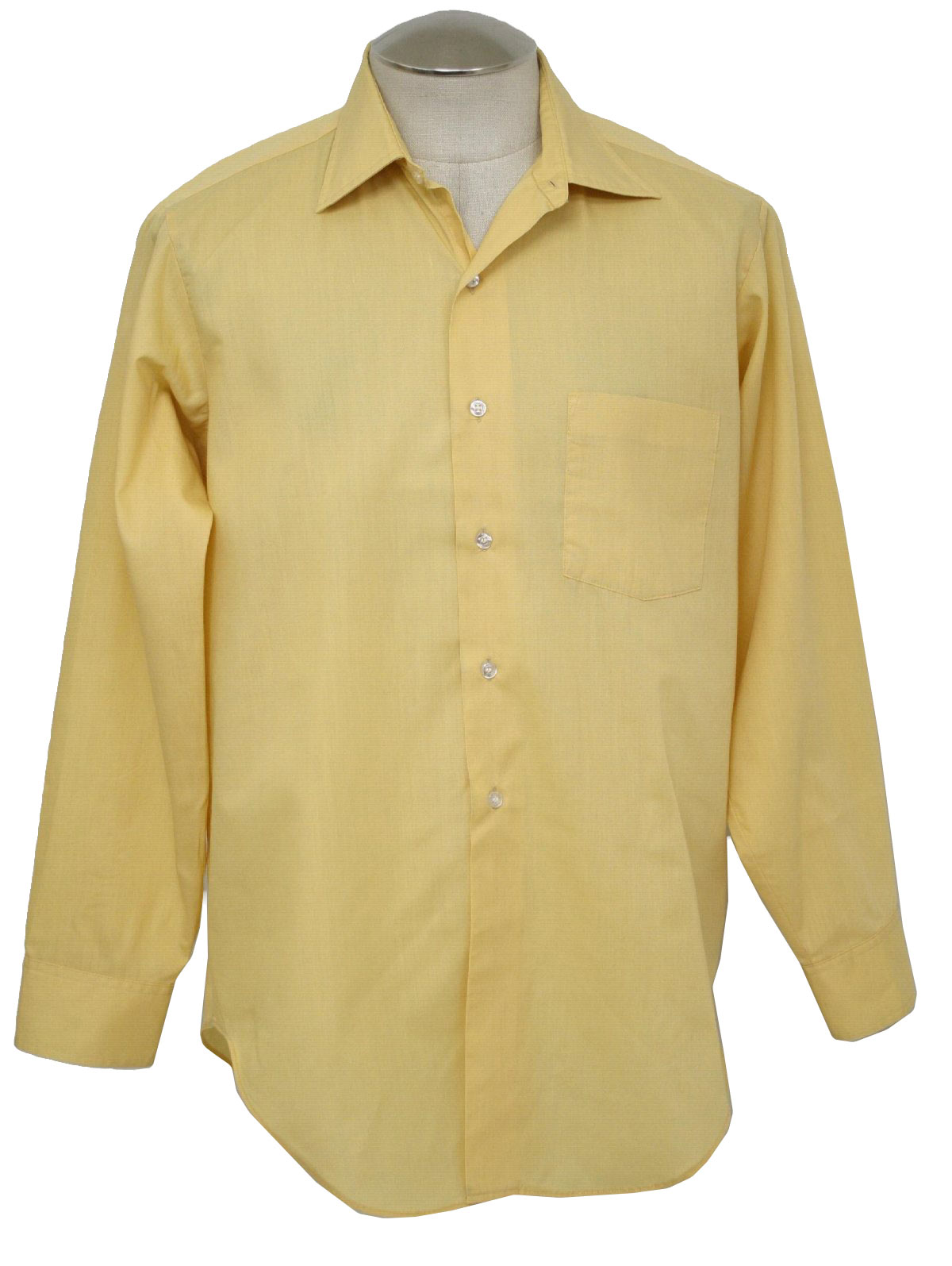 Retro 1960s Shirt: Late 60s -Arrow Belmont Club- Mens pale gold cotton ...